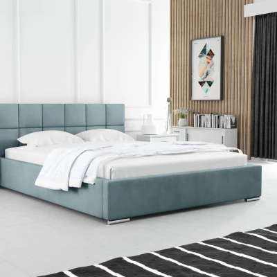 Moderní čalouněná postel 140x200 RUBINA - modrá