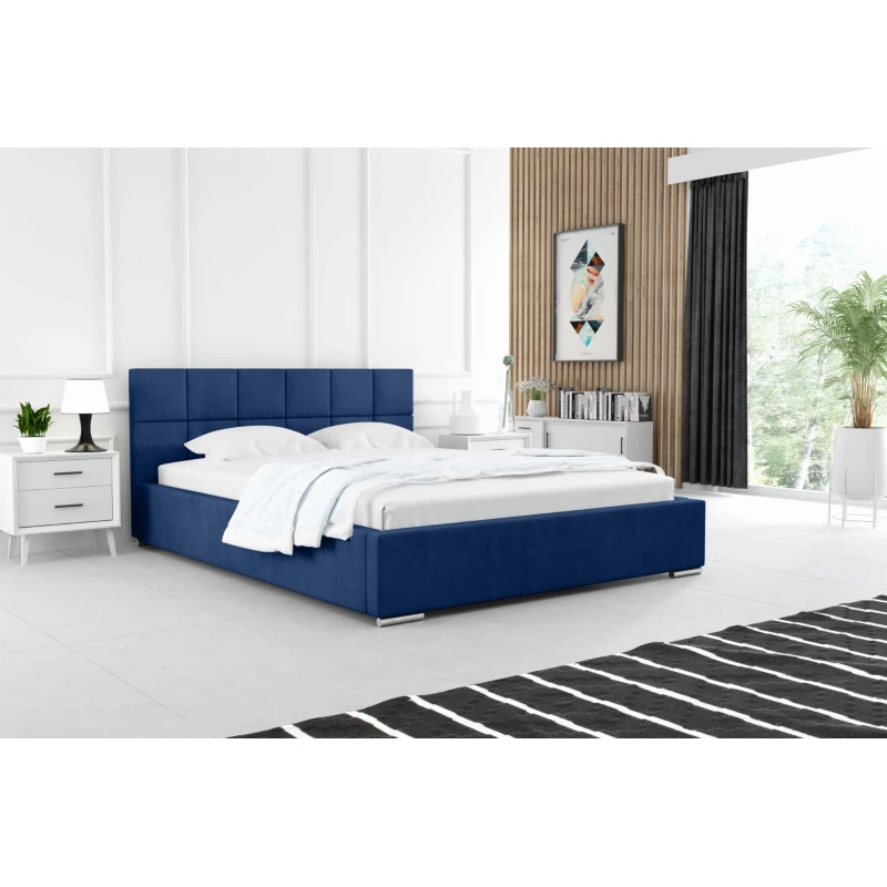 Moderní čalouněná postel 160x200 RUBINA 2 - tmavě modrá