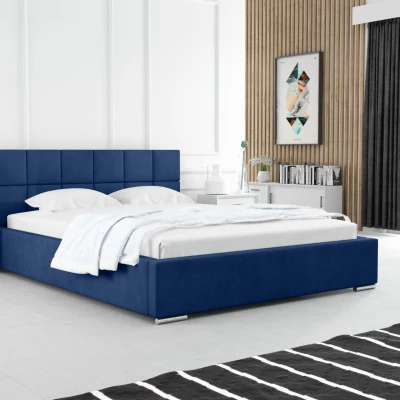 Moderní čalouněná postel 200x200 RUBINA 2 - tmavě modrá