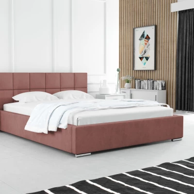 Moderní čalouněná postel 200x200 RUBINA 2 - růžová