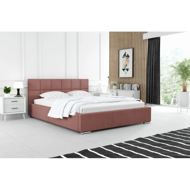 Moderní čalouněná postel 200x200 RUBINA 2 - růžová