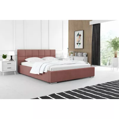 Moderní čalouněná postel 200x200 RUBINA 2 - růžová