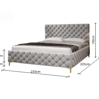 Čalouněná postel 200x200 RUBBINA 2 - světle šedá