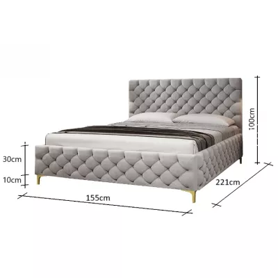 Čalouněná postel 140x200 RUBBINA - světle šedá