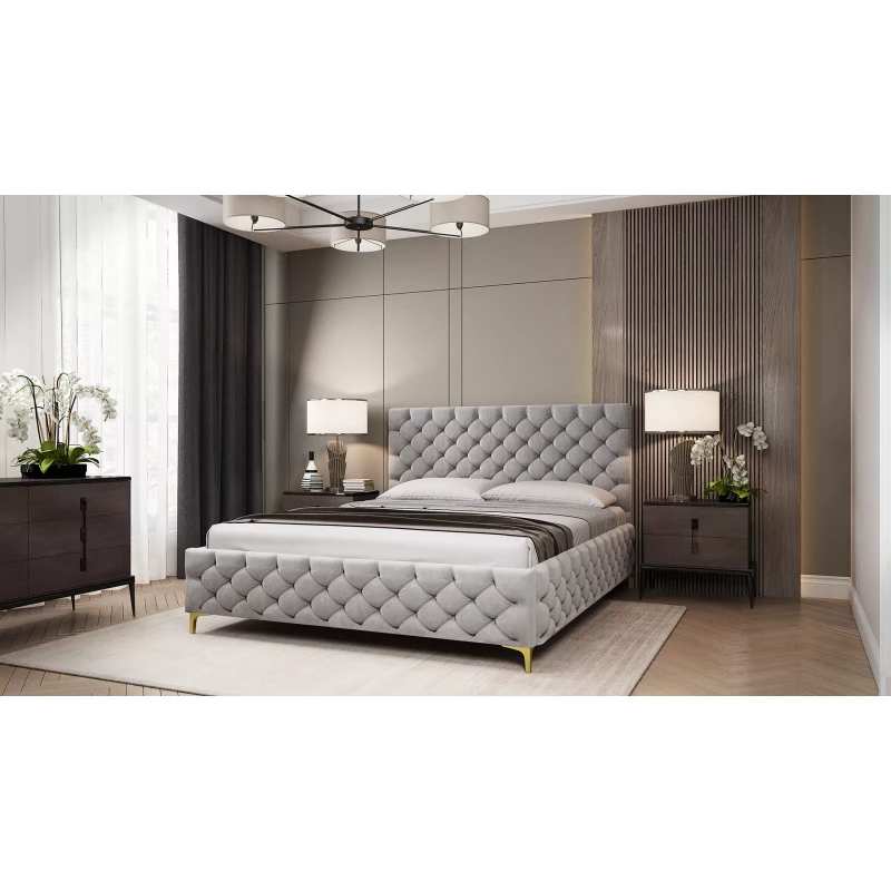 Čalouněná postel 140x200 RUBBINA - světle šedá