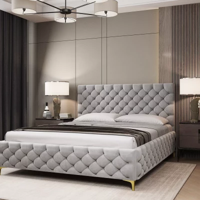 Čalouněná postel 160x200 RUBBINA - světle šedá