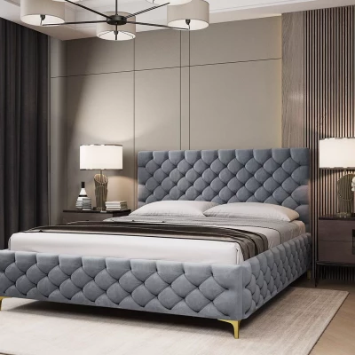 Čalouněná postel 200x200 RUBBINA - šedá