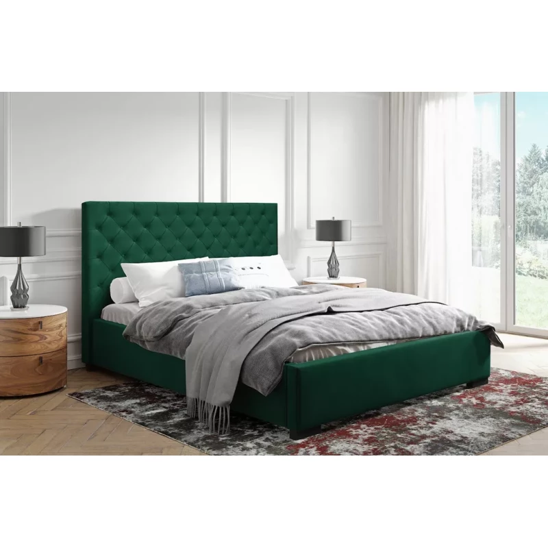 Pohodlná čalouněná postel 160x200 MARISA 2 - láhvově zelená