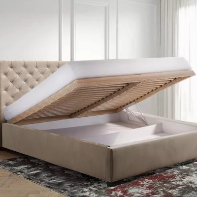 Pohodlná čalouněná postel 200x200 MARISA 2 - láhvově zelená