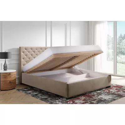 Pohodlná čalouněná postel 200x200 MARISA 2 - béžová