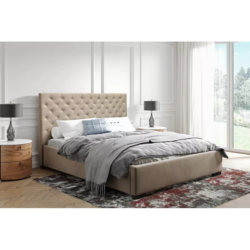 Pohodlná čalouněná postel 200x200 MARISA 2 - béžová