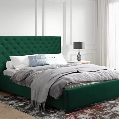 Pohodlná čalouněná postel 160x200 MARISA - láhvově zelená