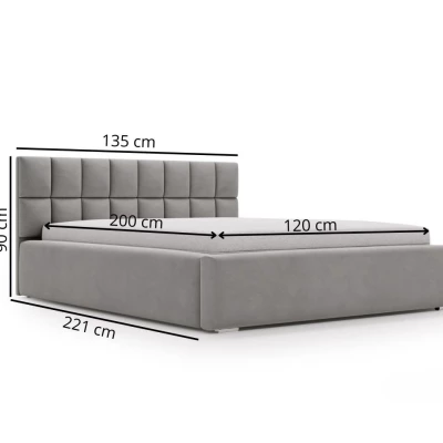 Čalouněná postel 120x200 RICARDINA 2 s prošívaným čelem - tmavě modrá