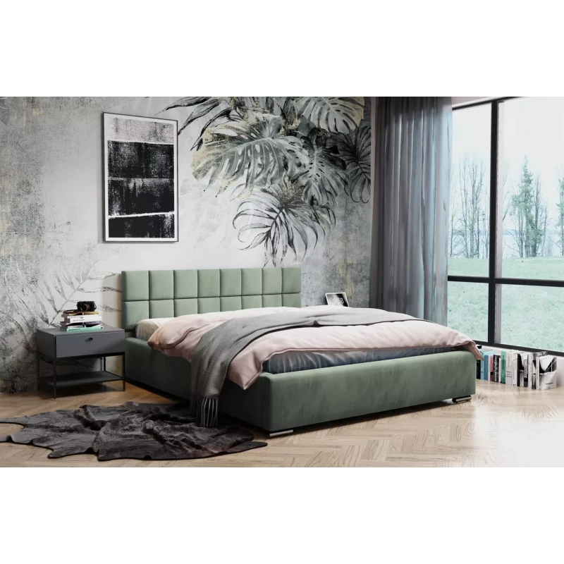 Čalouněná postel 120x200 RICARDINA 2 s prošívaným čelem - mátová