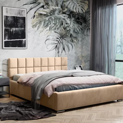 Čalouněná postel 140x200 RICARDINA 2 s prošívaným čelem - meruňková