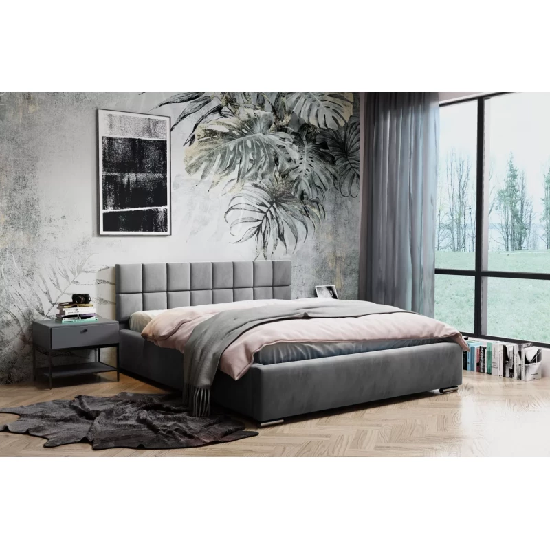 Čalouněná postel 160x200 RICARDINA 2 s prošívaným čelem - šedá