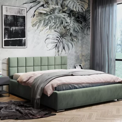 Čalouněná postel 160x200 RICARDINA 2 s prošívaným čelem - mátová