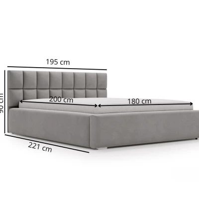 Čalouněná postel 180x200 RICARDINA 2 s prošívaným čelem - tmavě modrá