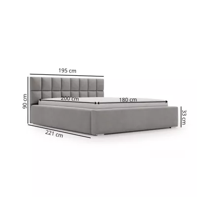 Čalouněná postel 180x200 RICARDINA 2 s prošívaným čelem - tmavě modrá