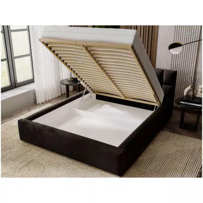 Čalouněná postel 180x200 RICARDINA 2 s prošívaným čelem - tmavě modrá