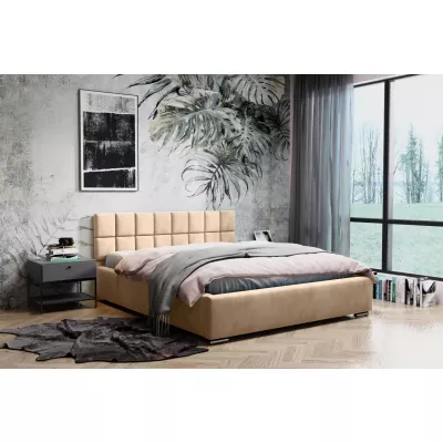 Čalouněná postel 200x200 RICARDINA 2 s prošívaným čelem - meruňková