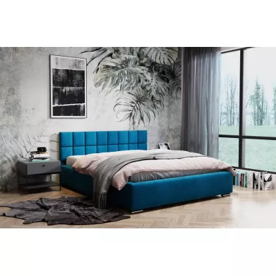 Čalouněná postel 160x200 RICARDINA s prošívaným čelem - tmavě modrá