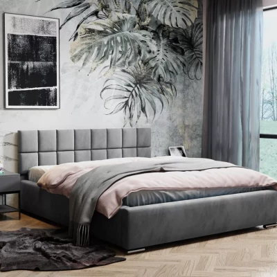 Čalouněná postel 160x200 RICARDINA s prošívaným čelem - šedá