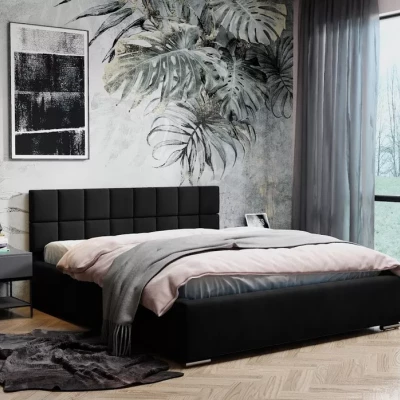 Čalouněná postel 200x200 RICARDINA s prošívaným čelem - černá