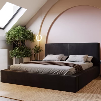 Jednoduchá čalouněná postel 140x200 NIDIA 2 s úložným prostorem - černá