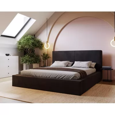 Jednoduchá čalouněná postel 140x200 NIDIA 2 s úložným prostorem - černá