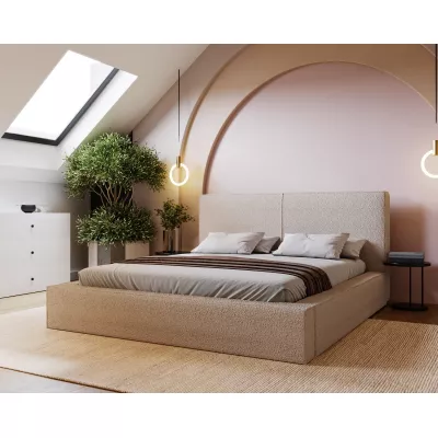 Jednoduchá čalouněná postel 180x200 NIDIA 2 s úložným prostorem - béžová