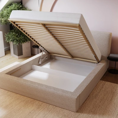 Jednoduchá čalouněná postel 180x200 NIDIA 2 s úložným prostorem - béžová