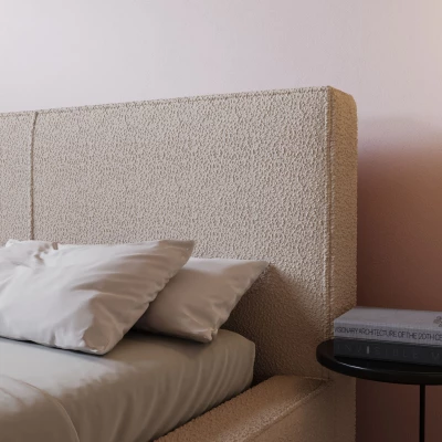 Jednoduchá čalouněná postel 180x200 NIDIA 2 s úložným prostorem - béžová