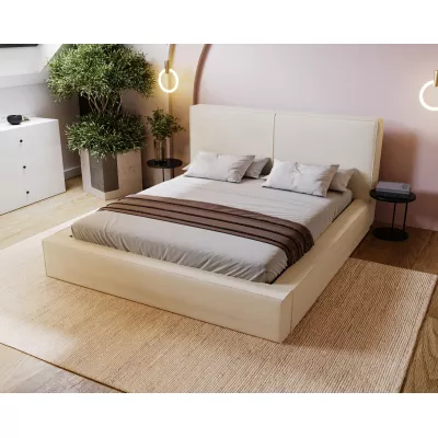 Jednoduchá čalouněná postel 200x200 NIDIA 2 s úložným prostorem - vanilková