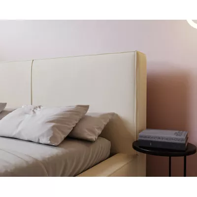 Jednoduchá čalouněná postel 200x200 NIDIA 2 s úložným prostorem - vanilková