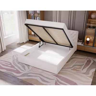 Pohodlná čalouněná postel 120x200 MARLISA SLIM 2 s úložným prostorem - vanilková