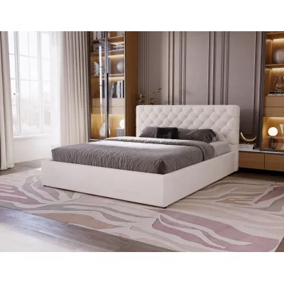 Pohodlná čalouněná postel 180x200 MARLISA SLIM 2 s úložným prostorem - vanilková