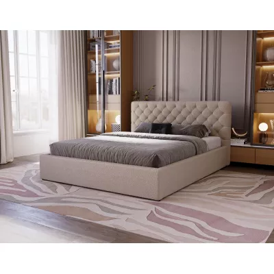 Pohodlná čalouněná postel 160x200 MARLISA SLIM 2 s úložným prostorem - béžová