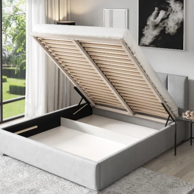 Elegantní čalouněná postel 120x200 MADALENA 2 s úložným prostorem - šedá
