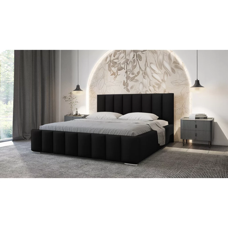 Elegantní čalouněná postel 120x200 MADALENA 2 s úložným prostorem - černá