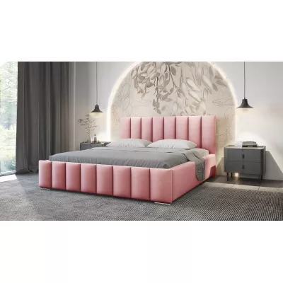 Elegantní čalouněná postel 160x200 MADALENA 2 s úložným prostorem - růžová