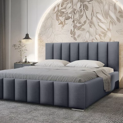 Elegantní čalouněná postel 200x200 MADALENA 2 s úložným prostorem - šedá