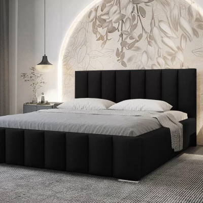 Elegantní čalouněná postel 200x200 MADALENA 2 s úložným prostorem - černá