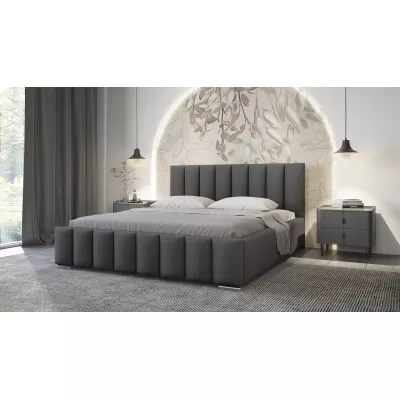 Elegantní čalouněná postel 200x200 MADALENA 2 s úložným prostorem - tmavě šedá