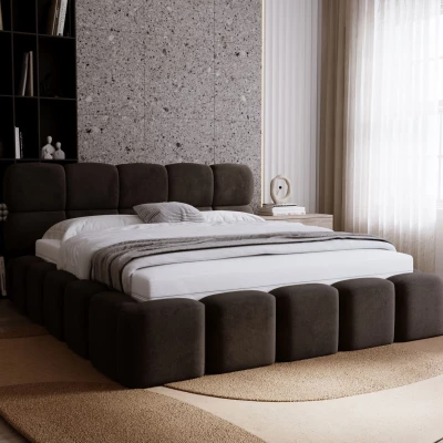 Čalouněná postel 180x200 ALZIRA 2 s úložným prostorem - tmavě hnědá