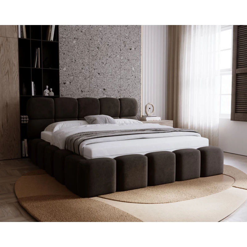 Čalouněná postel 180x200 ALZIRA 2 s úložným prostorem - tmavě hnědá