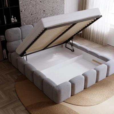 Čalouněná postel 180x200 ALZIRA 2 s úložným prostorem - šedá