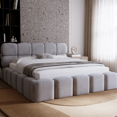 Čalouněná postel 160x200 ALZIRA - šedá