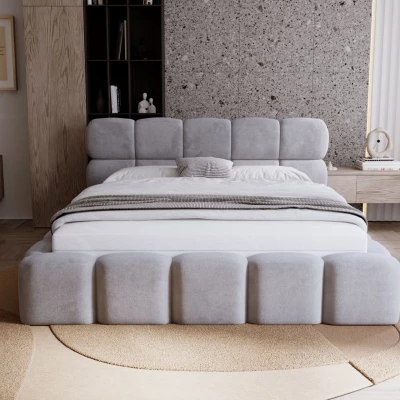 Čalouněná postel 160x200 ALZIRA - šedá