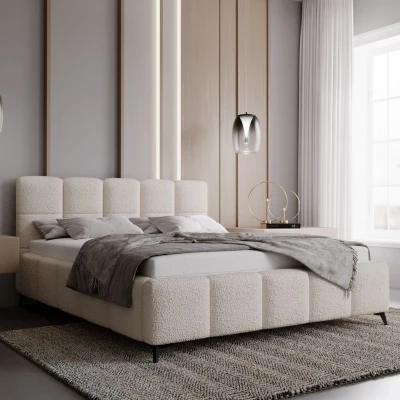 Čalouněná postel 120x200 ARMINDA 2 s úložným prostorem - krémově bílá